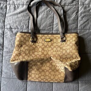 Coach Tan and Brown Signature Tote